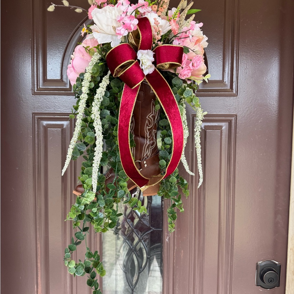 Western Boot Wreath/Doorhanger